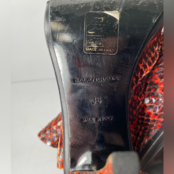 Balenciaga glove snake embossed sandals heels red black 36 - Picture 9 of 15